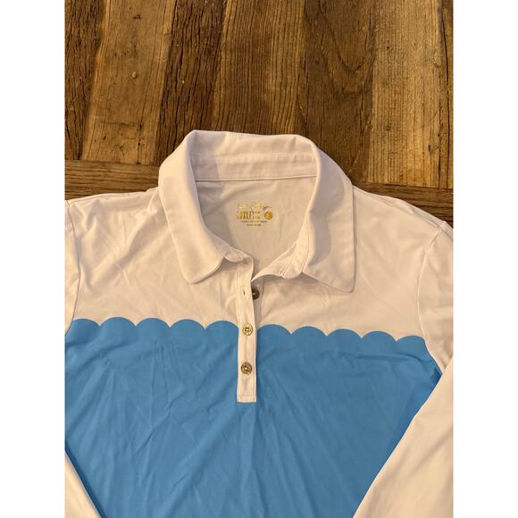 Lilly Pulitzer Luxletic Frida Scallop Polo top Large - Picture 2 of 8